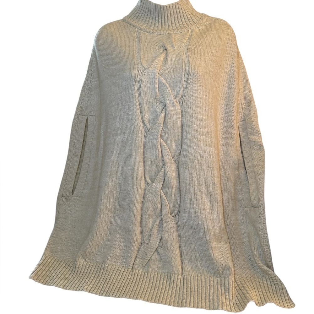 Chico’s Zenergy Cotton Blend Cable Poncho Sweater Size S/M